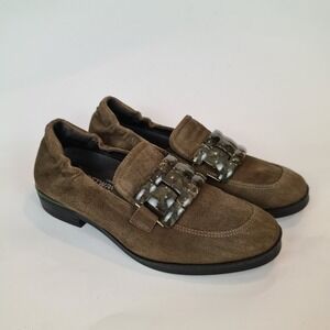 Softwaves Gill Loafers Moss Green Velour Size 39 US 8 Slip On Shoes Arch Support